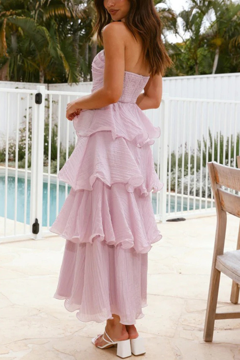 Strapless Sweet Chiffon Tiered Dress