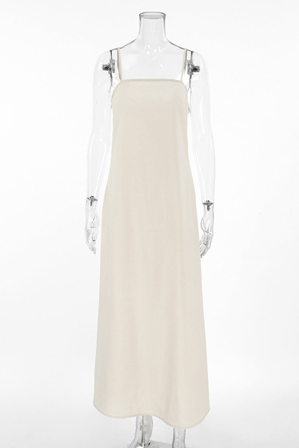 Spaghetti Straps A-line Cotton Linen Dress