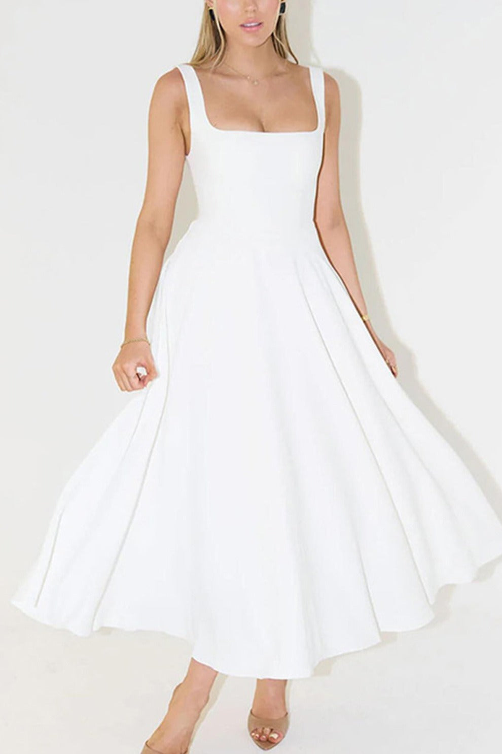 Square Neck Corset Swing Dress