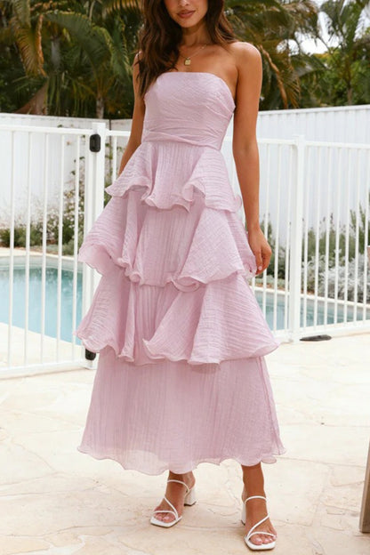 Strapless Sweet Chiffon Tiered Dress