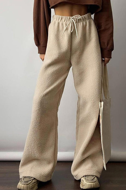 Teddy Boucle Plush Wide Leg Pants