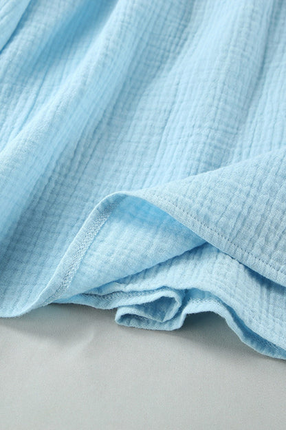V Neck Tie-up Slit A-line Cotton Dress