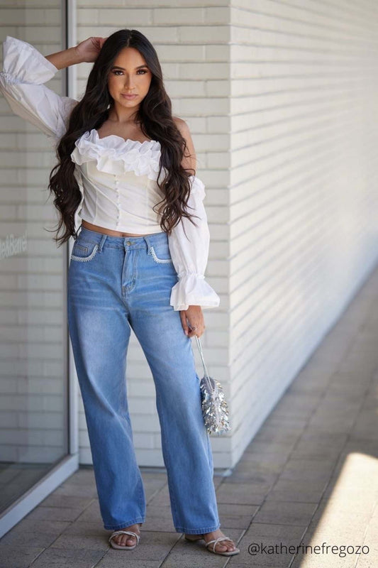 Wide Leg Denim Jeans