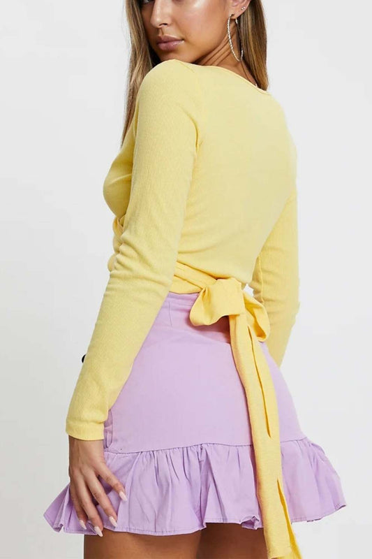 Solid Pleated Ruffled Skirt
